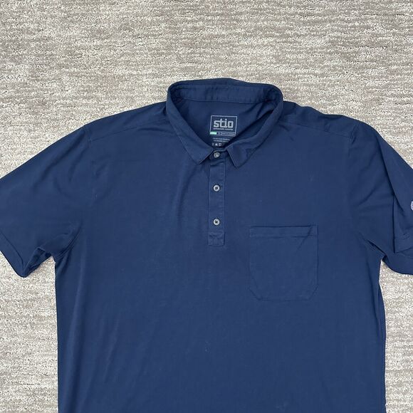 Stio Polo Shirt Mens XL Blue Lightweight Golf Casual Organic Cotton Blend - Picture 2 of 9